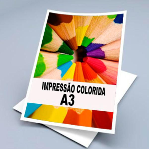 IMPRESSÃO A3 COLORIDO LASER COUCHE 150GR BRILHO A3 30X42 4X0 COLORIDA  SEM ACABAMENTO 