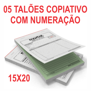 05 Talões  15X20  Copiativo Papel copiatico (carbonado) ATE 2 VIAS 15x20 cm 1x0 cor  05 Unidades  - Numerado , Refile e Grampo 